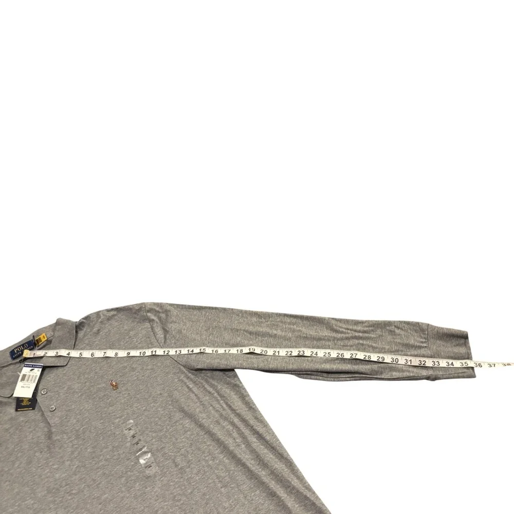 Polo Ralph Lauren Men XXL Grey Flesh Pony Long Sleeve Classic Fit Polo Shirt NWT